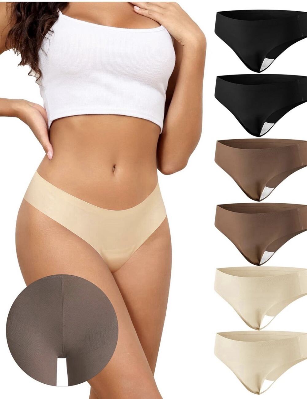 Levao Bamboo Underwear for Women Seamless Thongs 6 Pack